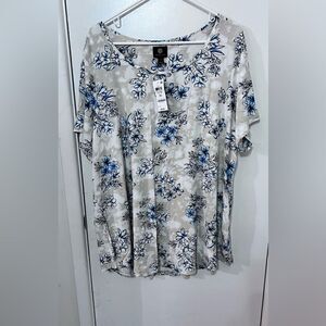 JM COLLECTION TEE BLUE FLORAL SIZE 3XL new - lot of 4 resell bundle